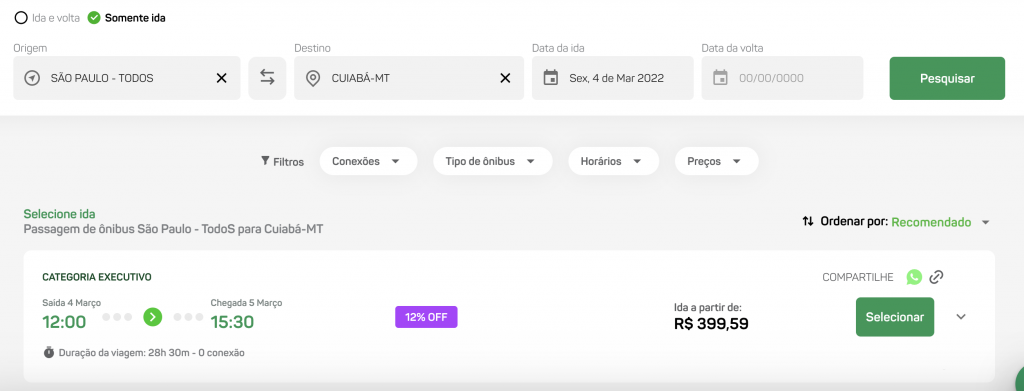 Comprar passagem de ônibus na Eucatur é fácil, e com antecedência você pode escolher o melhor lugar.