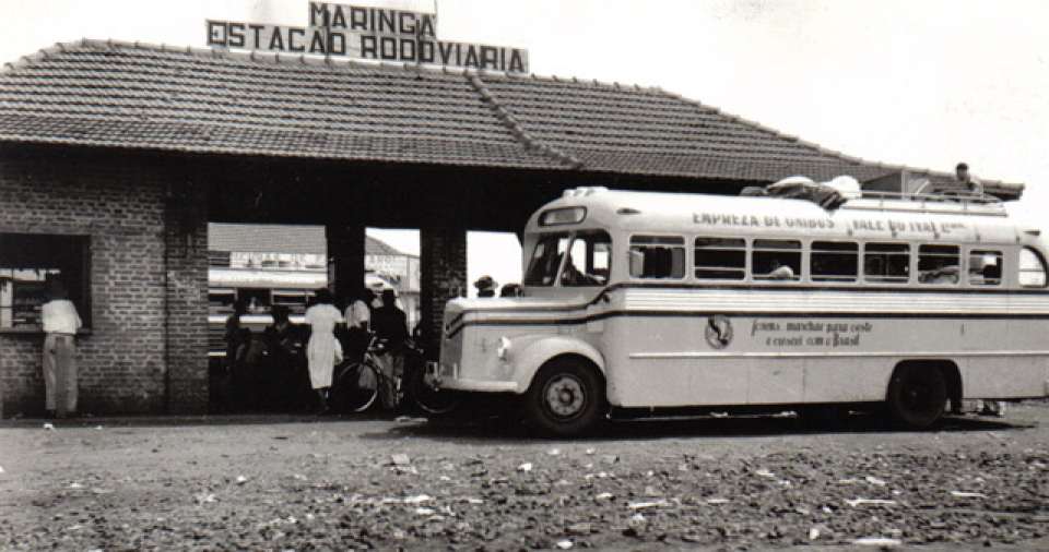 Primeira estação rodoviária de Maringá. Reprodução: Prefeitura de Maringá.